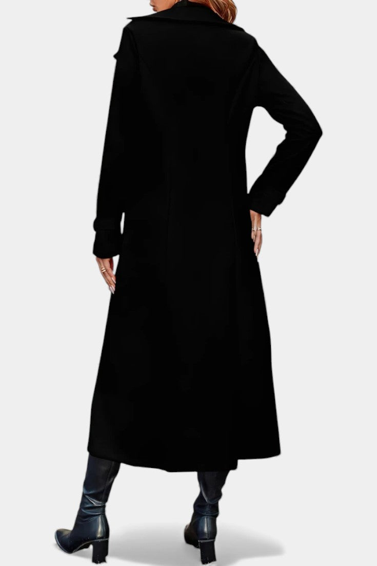 Naissa | Long Notched Lapel Double-Breasted Coat
