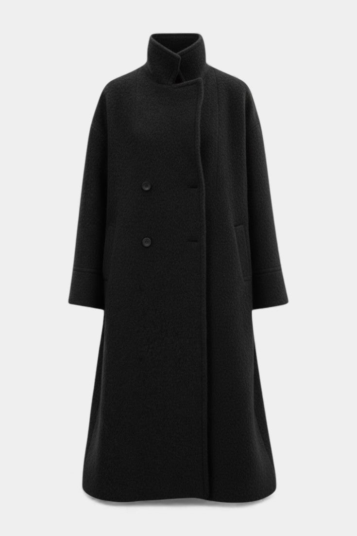 Camile | Long Oversized Double-Breasted Coat with Notched Collar