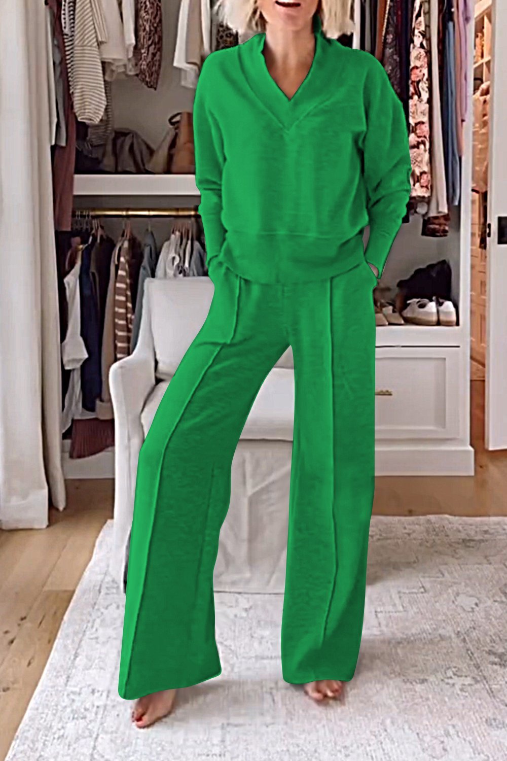 Samantha V-neck Top & Pants Set