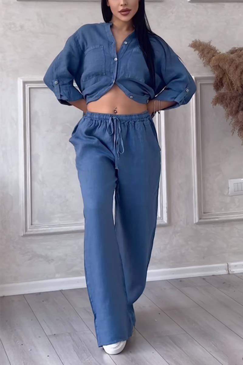 Liam Casual Cotton and Linen Pants Set