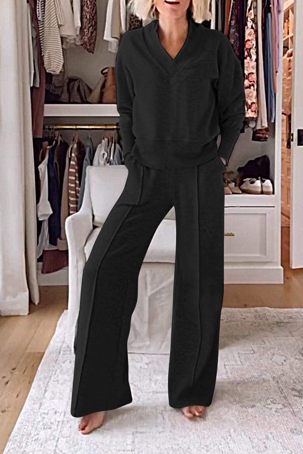 Samantha V-neck Top & Pants Set