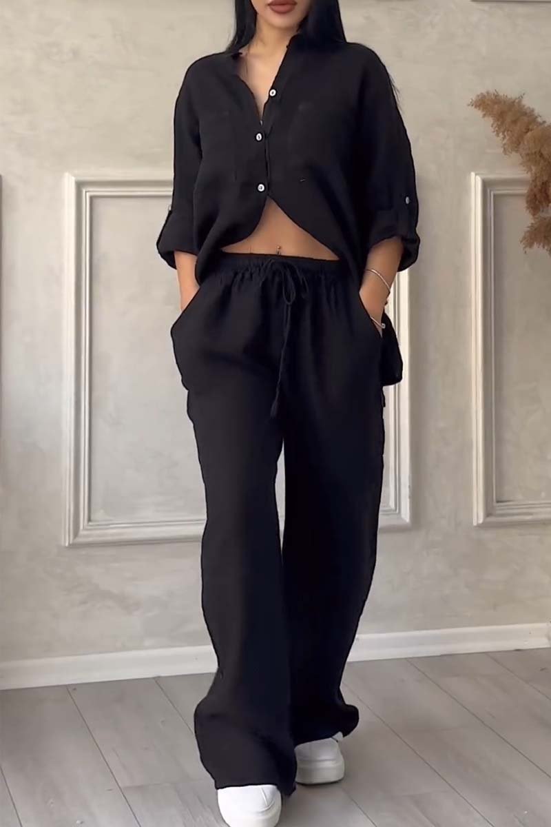 Liam Casual Cotton and Linen Pants Set
