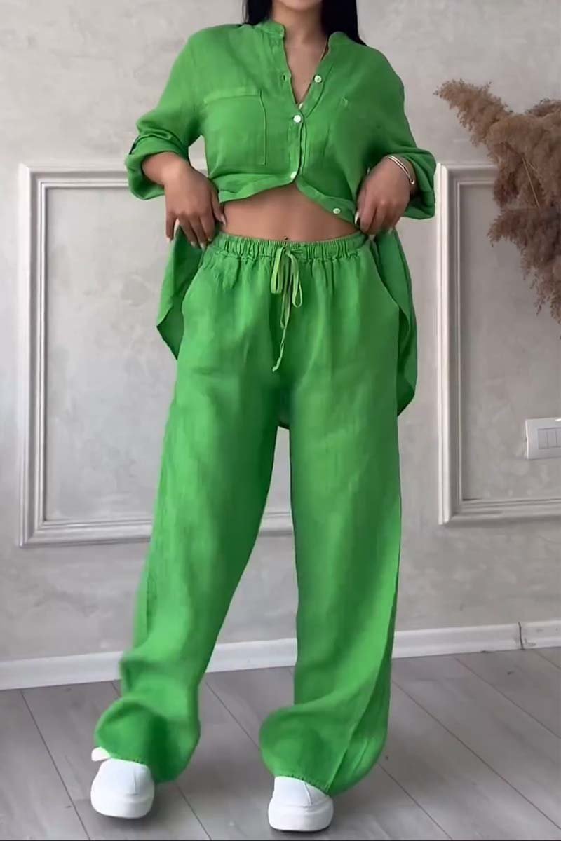 Liam Casual Cotton and Linen Pants Set