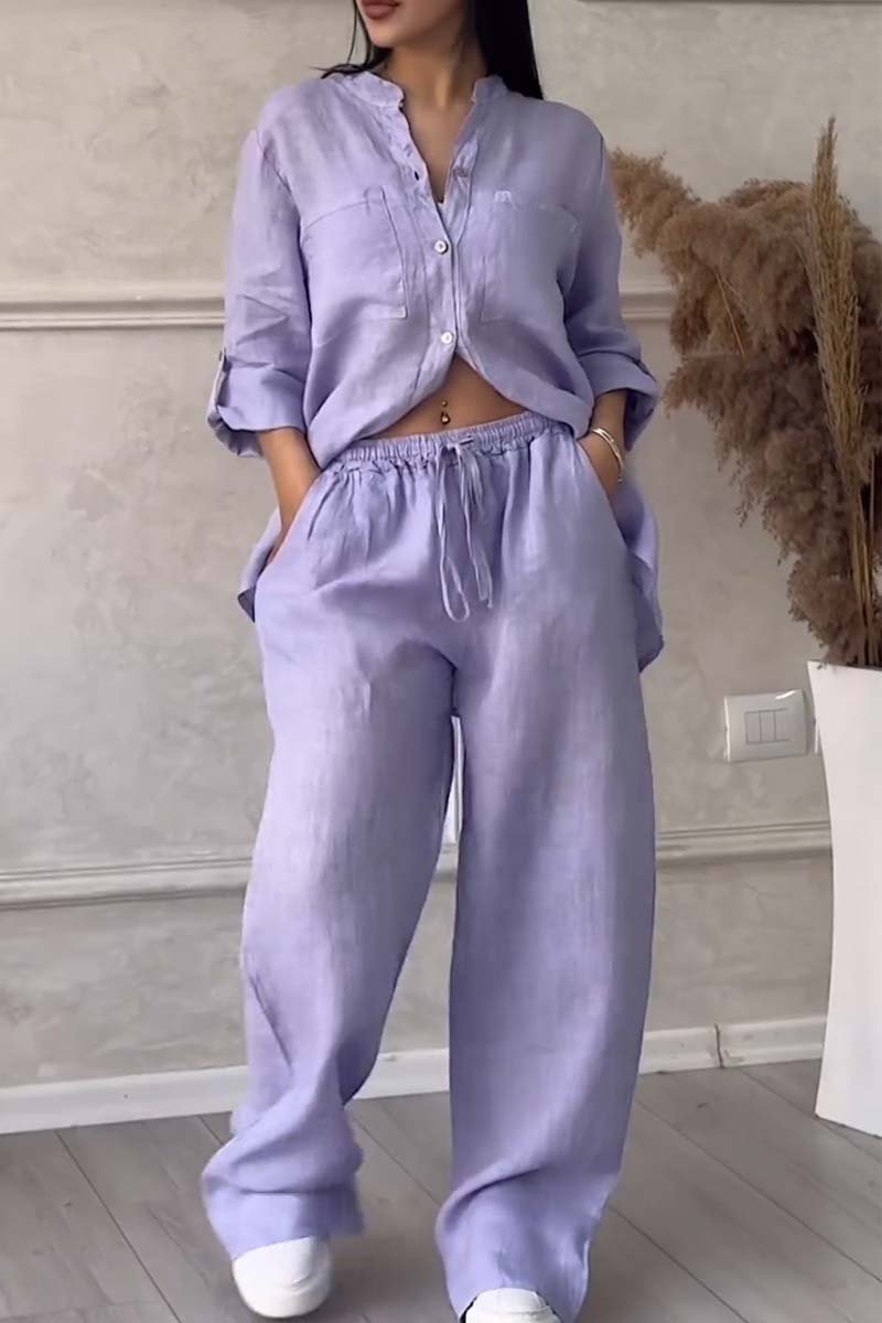 Liam Casual Cotton and Linen Pants Set