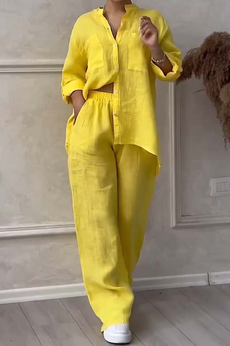 Liam Casual Cotton and Linen Pants Set