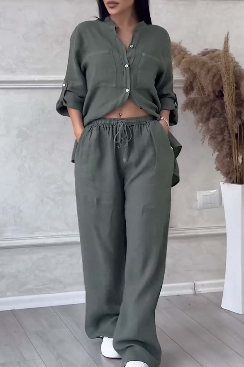 Liam Casual Cotton and Linen Pants Set