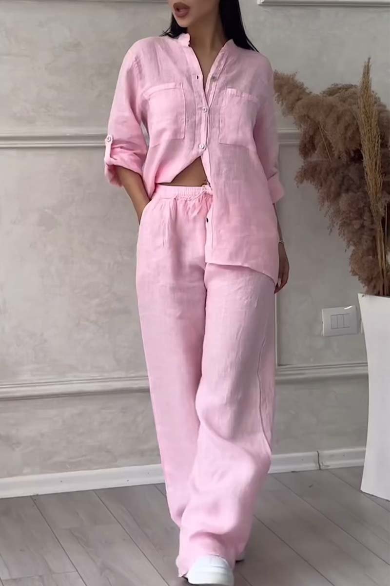 Liam Casual Cotton and Linen Pants Set
